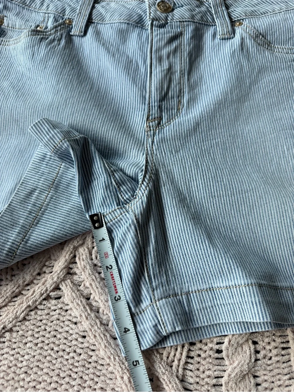 Seven7 Light Blue Pinstriped Denim Shorts size 6